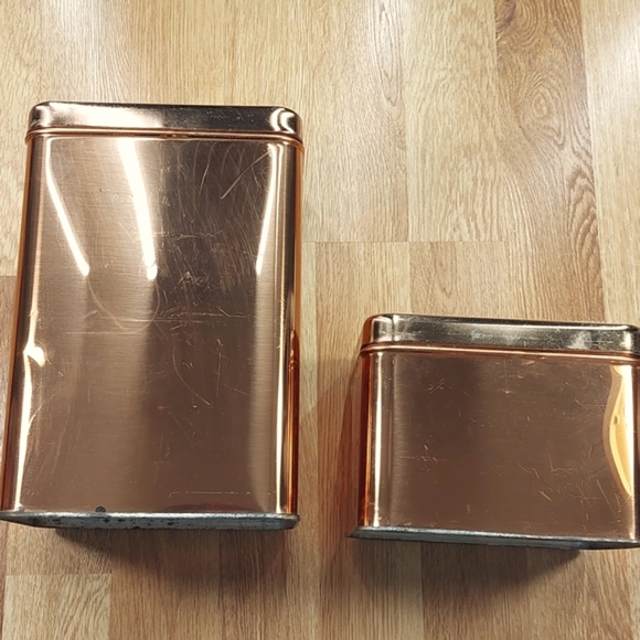 Lincoln Beautyware kitchen tins (Sugar, Tea) in copper color - Picture 2 of 8